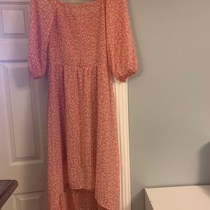 Pink floral high low dress